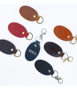english hide leather keyring showing 7 COLOURED LEATHERS