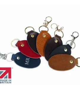 english hide leather keyring showing 7 COLOURED LEATHERS
