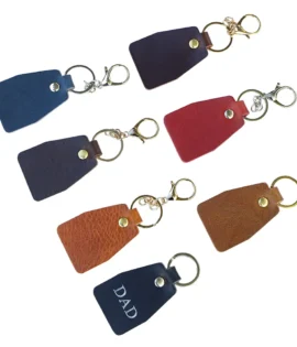 english hide leather keyring showing 7 colours