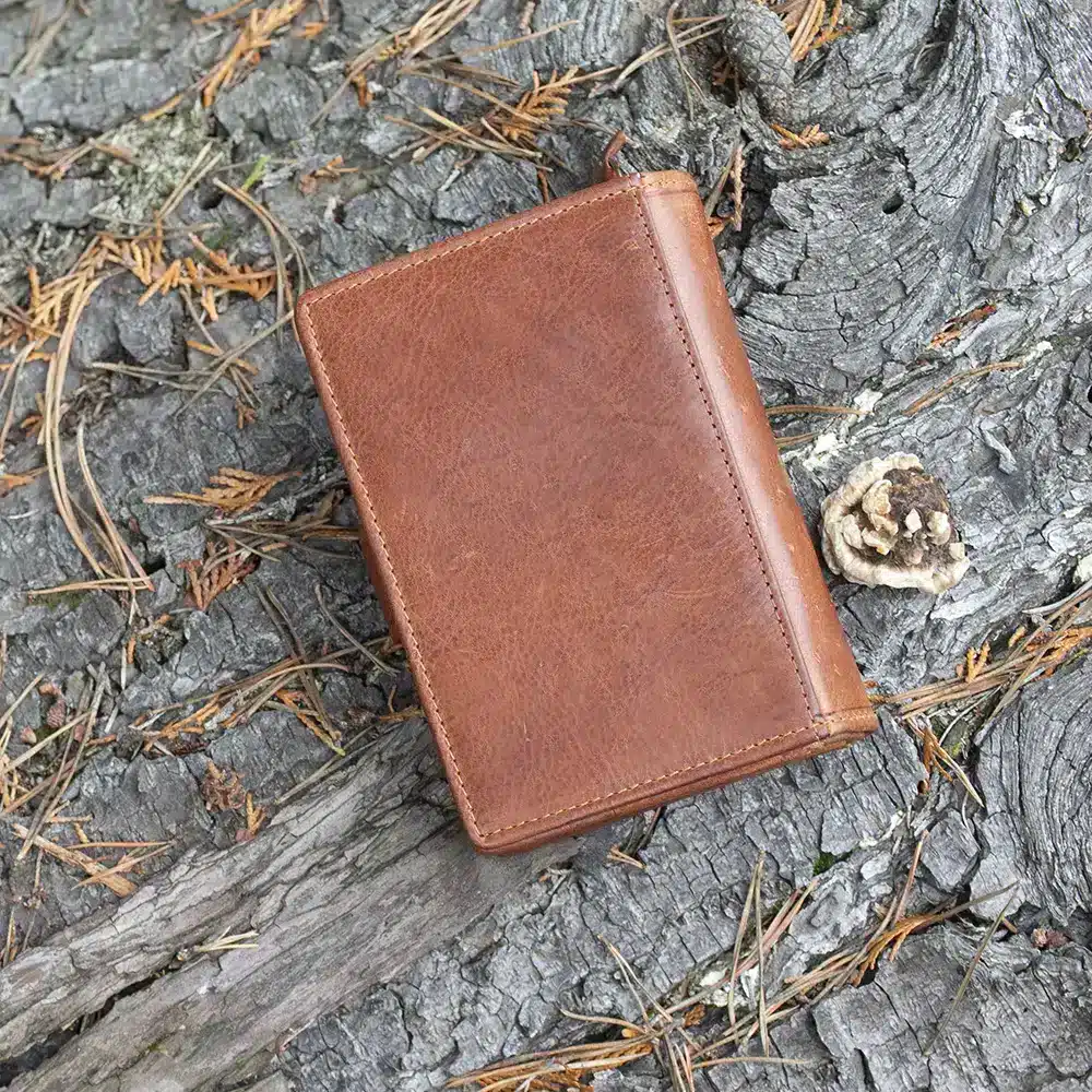 Wombat Artisan Women’s cognac Leather Wallet. personalised ladies purse