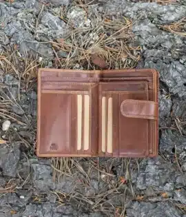 Wombat Artisan Women’s cognac Leather Wallet. personalised ladies purse