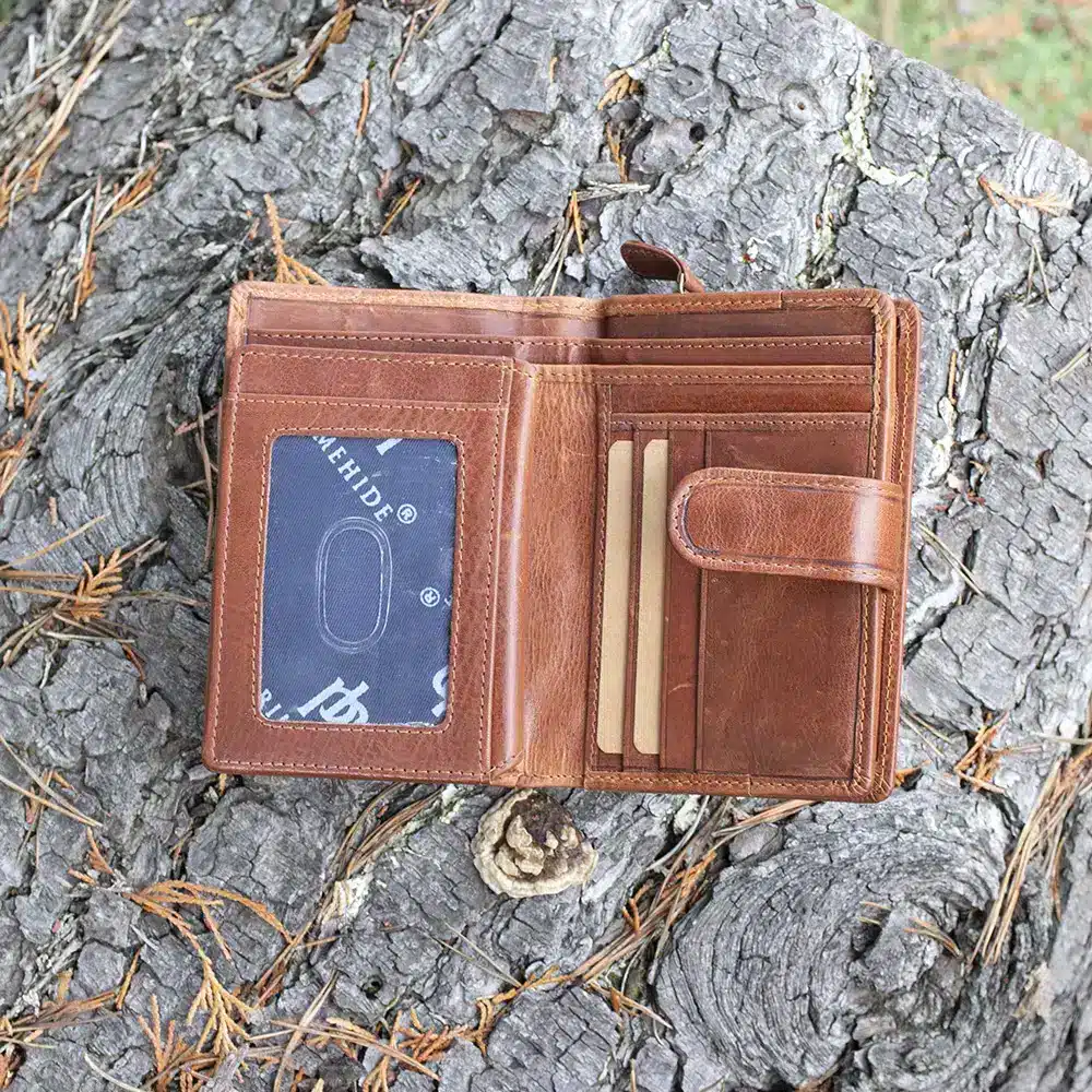 Wombat Artisan Women’s cognac Leather Wallet. personalised ladies purse
