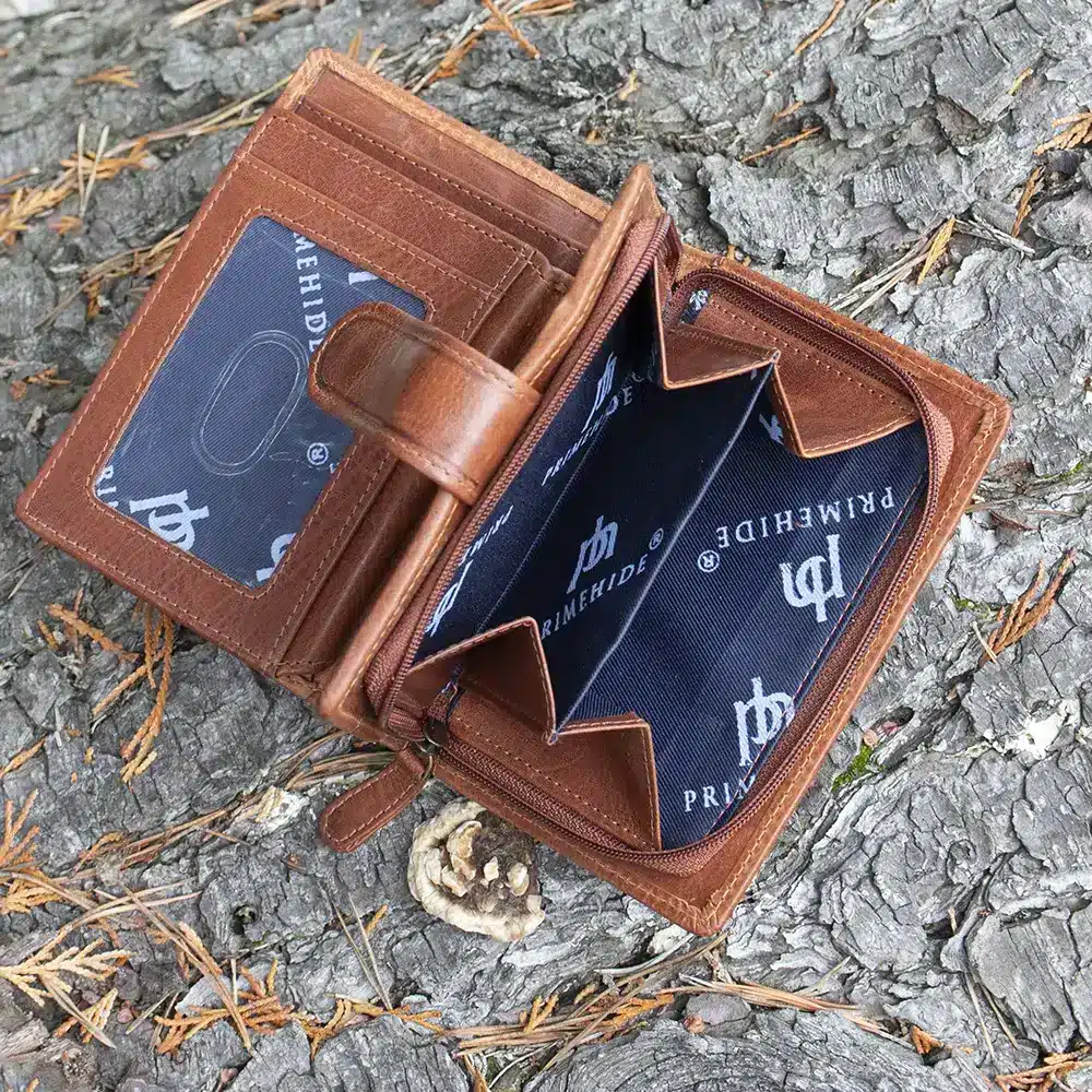 Wombat Artisan Women’s cognac Leather Wallet. personalised ladies purse