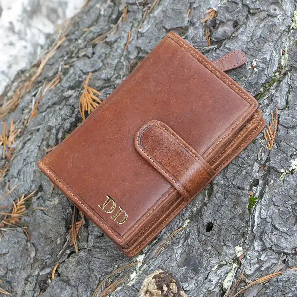 Wombat Artisan Women’s cognac Leather Wallet. personalised ladies purse