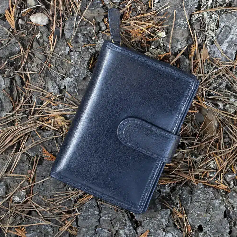 Women's Classic navy Designer Leather Purse – crafted from thick oiled vintage-style leather rfid protected