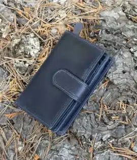 Women's Classic navy Designer Leather Purse – crafted from thick oiled vintage-style leather rfid protected