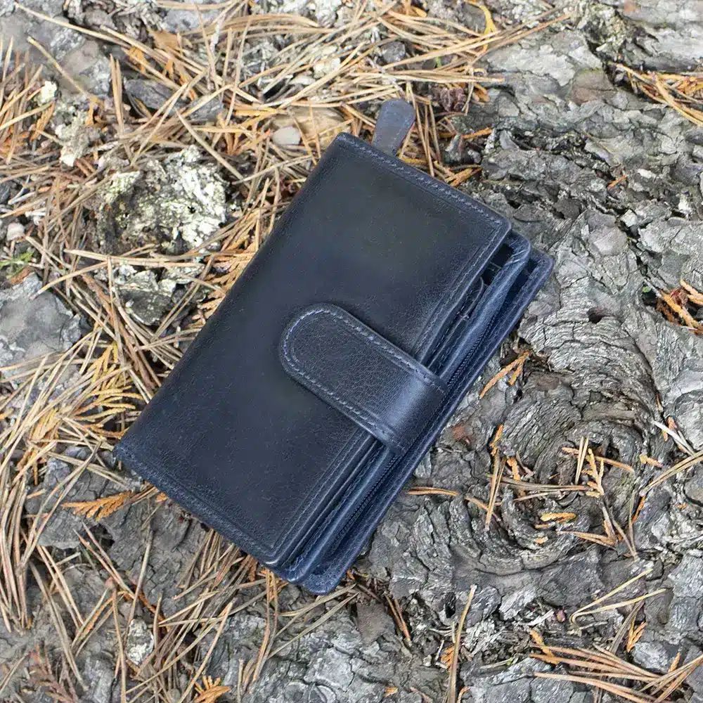 Women's Classic navy Designer Leather Purse – crafted from thick oiled vintage-style leather rfid protected
