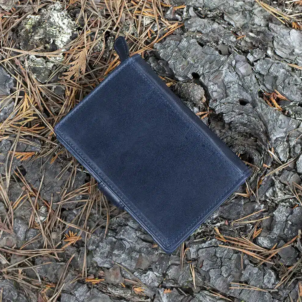 Women's Classic navy Designer Leather Purse – crafted from thick oiled vintage-style leather rfid protected