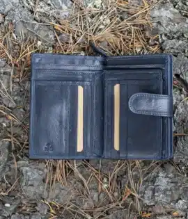 Women's Classic navy Designer Leather Purse – crafted from thick oiled vintage-style leather rfid protected
