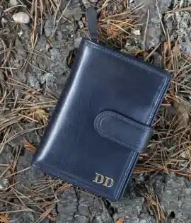 Women's Classic navy Designer Leather Purse – crafted from thick oiled vintage-style leather rfid protected