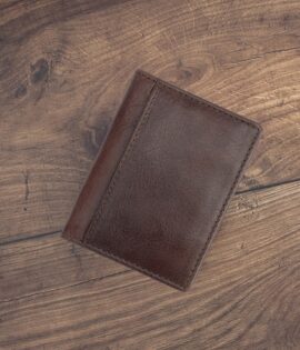 Personalized Italian Leather brown Slim Card Holder wallet - by wombat outdoor
