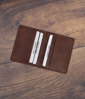 Personalized Italian Leather brown Slim Card Holder wallet - by wombat outdoor