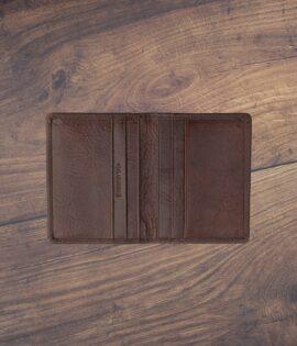 Personalized Italian Leather brown Slim Card Holder wallet - by wombat outdoor
