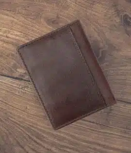Personalized Italian Leather brown Slim Card Holder wallet - by wombat outdoor