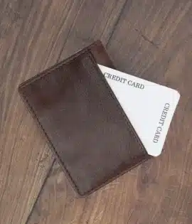 Personalized Italian Leather brown Slim Card Holder wallet - by wombat outdoor