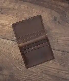 Personalized Italian Leather brown Slim Card Holder wallet - by wombat outdoor