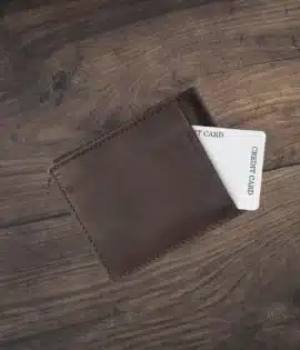 Slim RFID leather wallet for men, handcrafted from Italian full-grain leather. Personalize it for the perfect everyday gift.