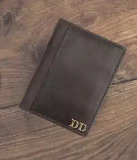 Personalized Italian Leather brown Slim Card Holder wallet - by wombat outdoor