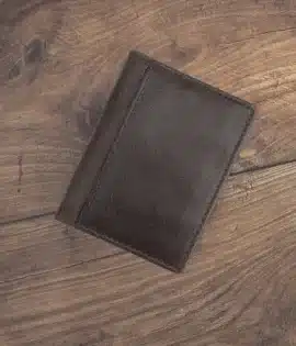Personalized Italian Leather brown Slim Card Holder wallet - by wombat outdoor