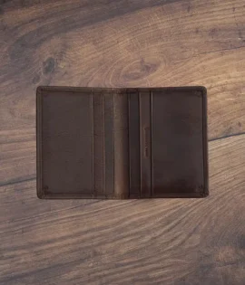 Personalized Italian Leather brown Slim Card Holder wallet - by wombat outdoor with 4 card pockets