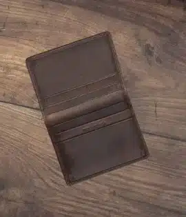 Personalized Italian Leather brown Slim Card Holder wallet - by wombat outdoor with 4 card pockets
