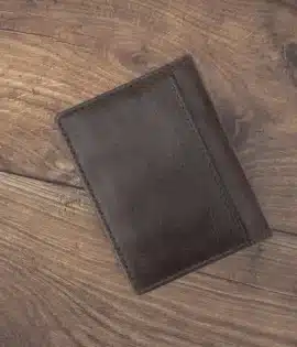 Personalized Italian Leather brown Slim Card Holder wallet - by wombat outdoor