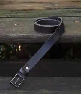 mens thick dark brown leather belt