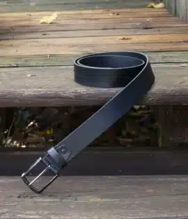 mens thick matt black leather belt