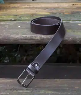 mens thick dark brown leather belt