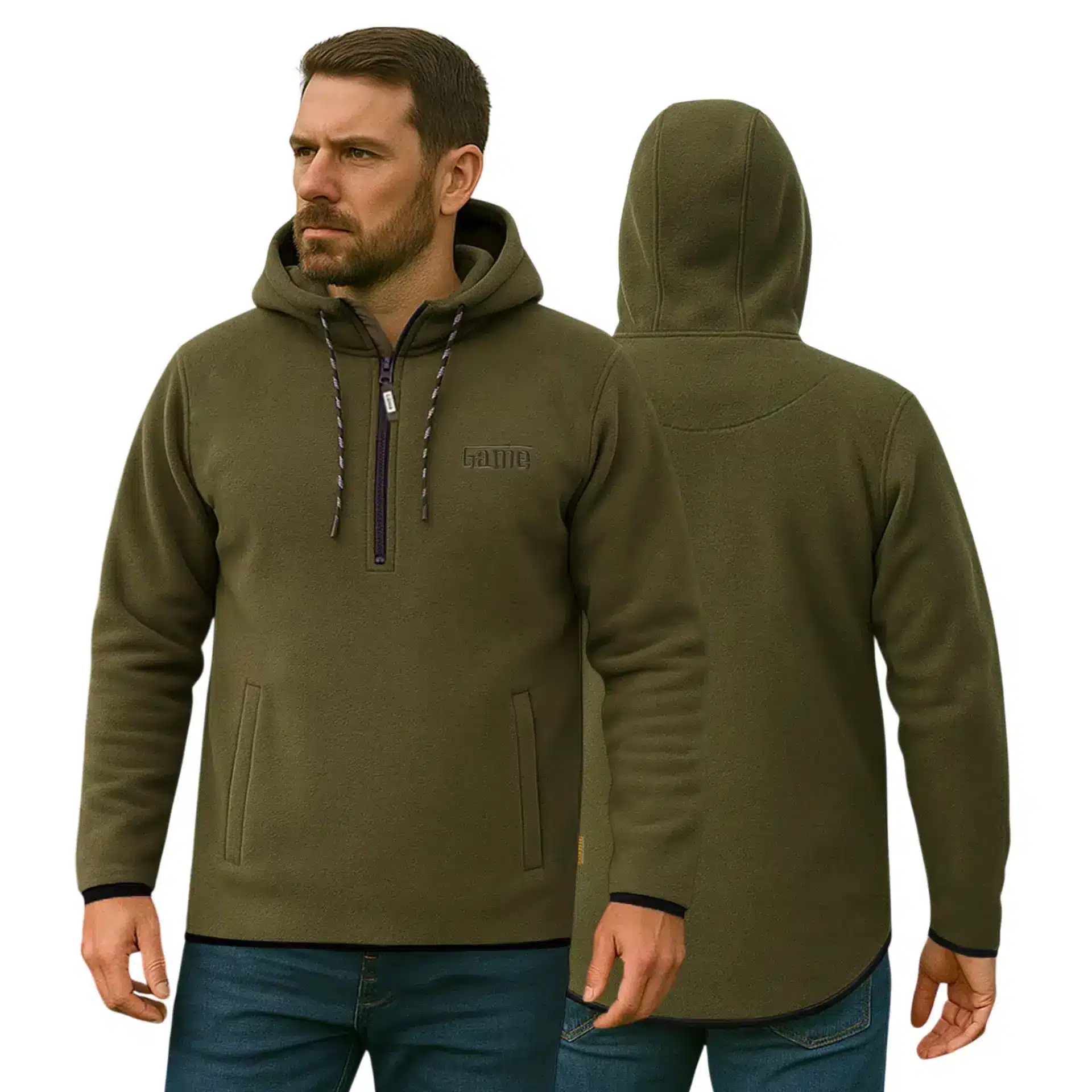 Mens Alpine Fleece 1/4 Zip Curved Hoodie - Image 5