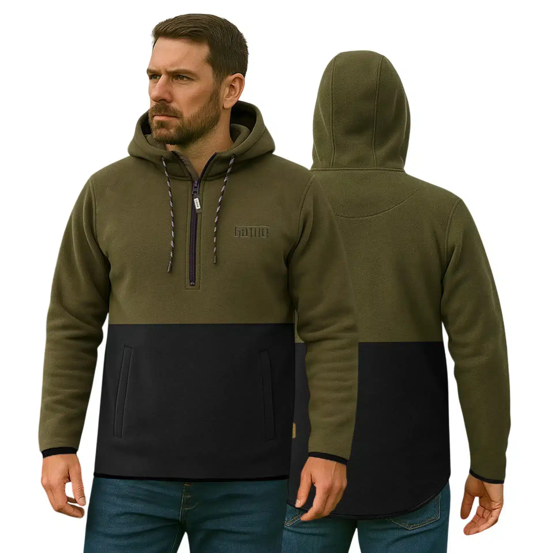 Mens Alpine Fleece 1/4 Zip Curved Hoodie - Image 6