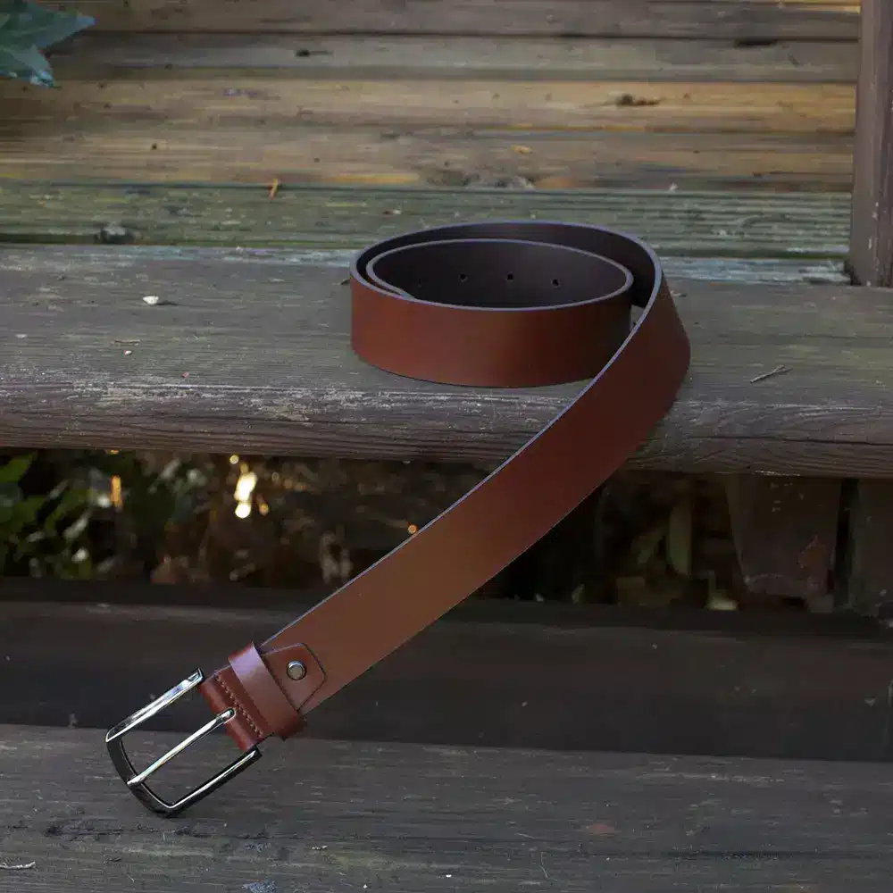 mens thick tan leather belt