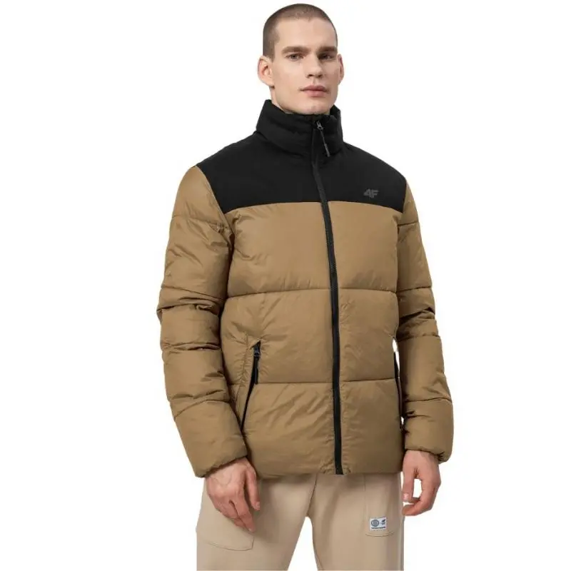 Men's Light Brown Quilted Jacket - Image 3