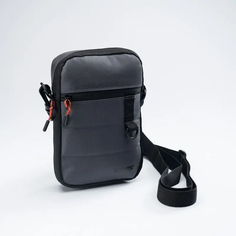 Hi-Tec Quaset Pouch - Adjustable Strap, Zippered Compartments, Durable Polyester (Gray)