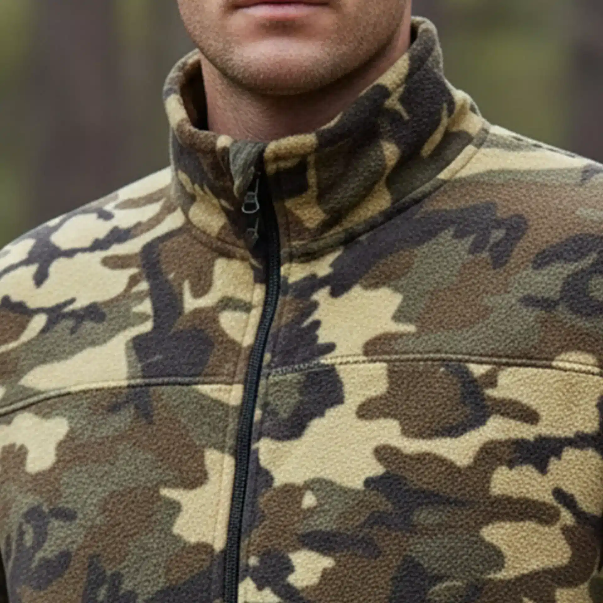 Mens Camouflage Fleece Jacket - Warm, Comfortable & Outdoor-Ready Attire - Image 4