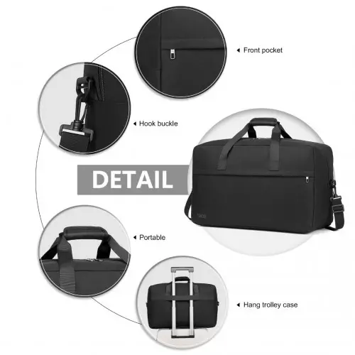 Kono Lightweight Multi Purpose Sports Travel Duffel Bag - Black - Image 4