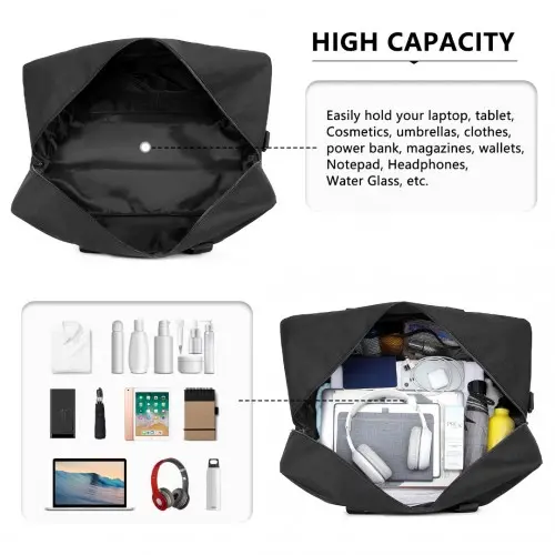 Kono Lightweight Multi Purpose Sports Travel Duffel Bag - Black - Image 5