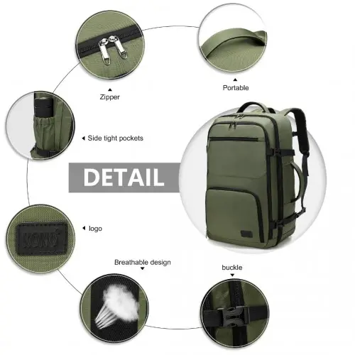 Kono Multifunctional Portable Travel Backpack Cabin Bag - Green - Image 3