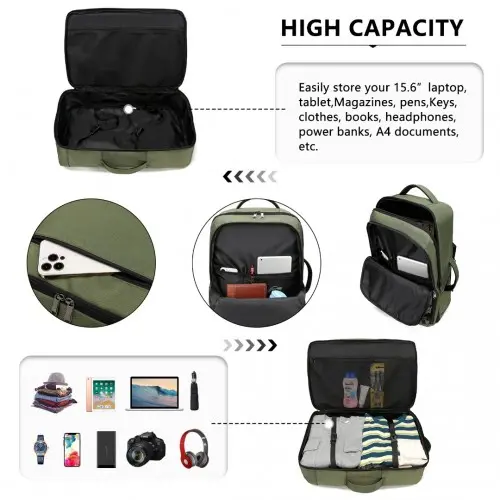 Kono Multifunctional Portable Travel Backpack Cabin Bag - Green - Image 4