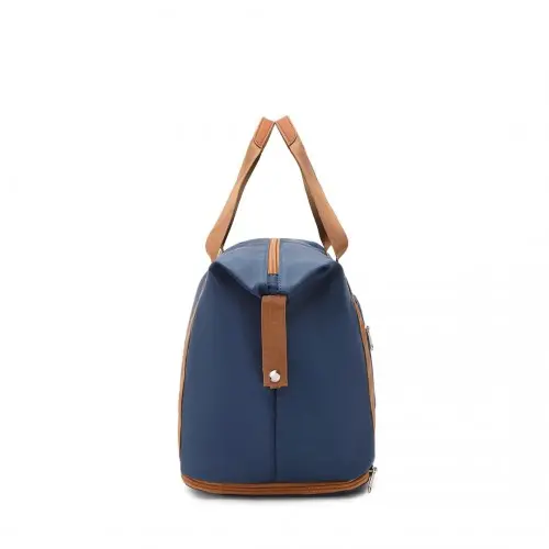 Waterproof Travel Duffel Bag Set - Navy And Brown - Image 2