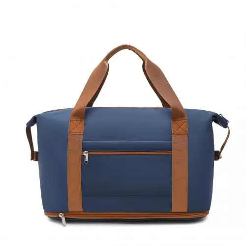 Waterproof Travel Duffel Bag Set - Navy And Brown - Image 3