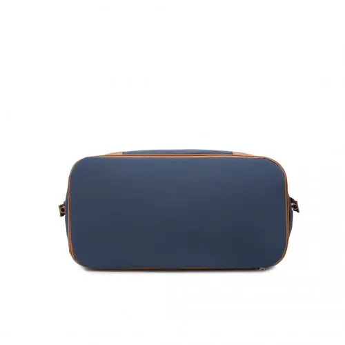 Waterproof Travel Duffel Bag Set - Navy And Brown - Image 4
