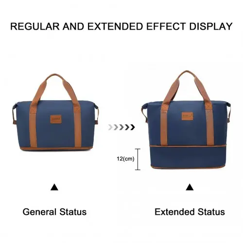 Waterproof Travel Duffel Bag Set - Navy And Brown - Image 7