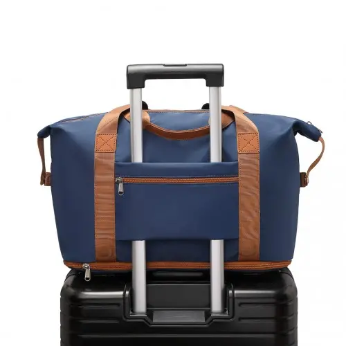Waterproof Travel Duffel Bag Set - Navy And Brown - Image 8