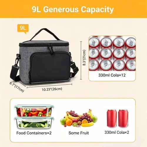 Kono Insulated Lunch Bag-Water-Resistant 4-Layer Food Containe - Image 10