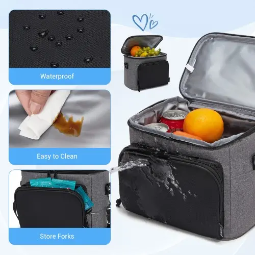 Kono Insulated Lunch Bag-Water-Resistant 4-Layer Food Containe - Image 7