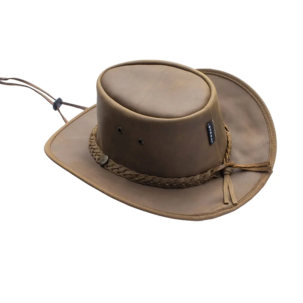 The Drifter Foldable Brown Leather Hat - Image 4