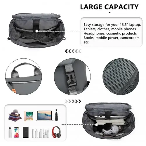 Kono Advanced Leisure Backpack – Grey - USB Charging - Image 9
