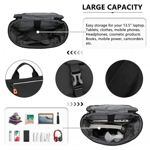 Kono Advanced Leisure Backpack – Black - USB Port - Image 9