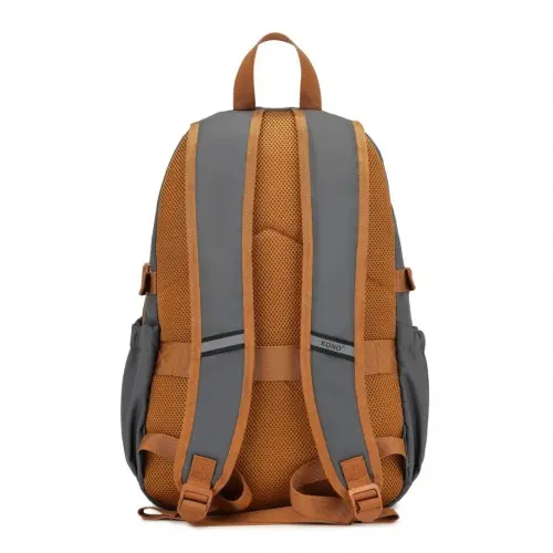 Kono Urban Water-Resistant Backpack – Grey & Brown - Image 4